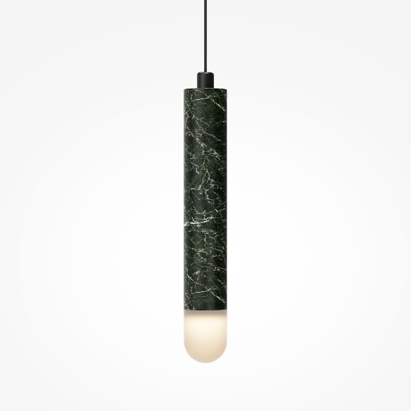 Maytoni Bell MOD534PL-L4B3K Светильник подвесной светодиодный, плафон цилиндр из натурального темно-зеленого мрамора и белым матовым рассеивателем, диаметр 40мм, LED 4Вт 3000K 250Лм CRI90 120° IP20 220V