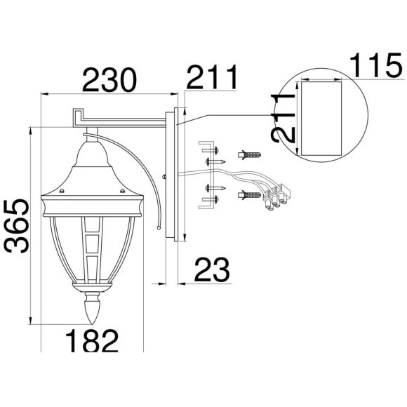 Уличный настенный светильник Maytoni O027WL-01B Rivoli IP44 под лампу 1xE27 60W