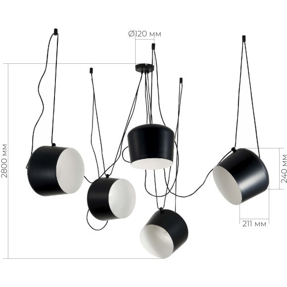 SLE120643-05 Светильник подвесной Черный/Черный E27 5*40W TRIESTE SLE120643-05 Светильник подвесной Черный/Черный E27 5*40W TRIESTE