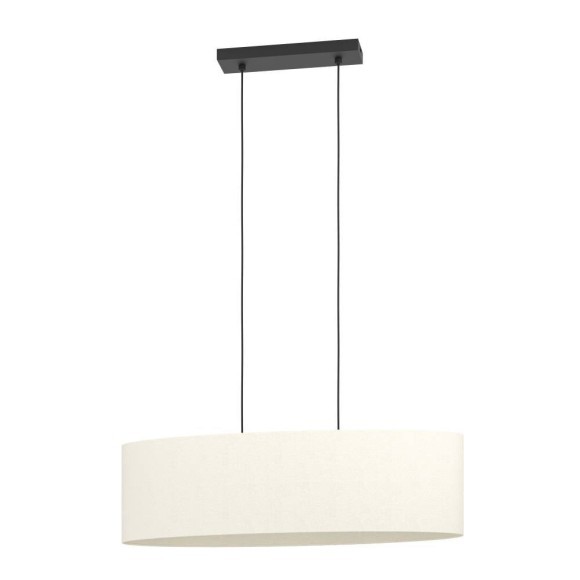 901261 FEBRES Подвесной светильник с 2 лампами E27, 120Вт, тканевый белый абажур, черная стальная арматура