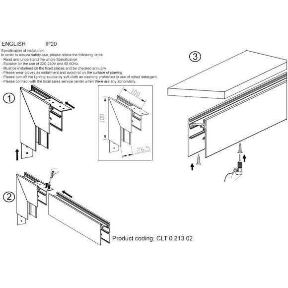 Соединитель с потолка на стену для накл. шинопровода Space 48V Crystallux CLT 0.213 02 BL