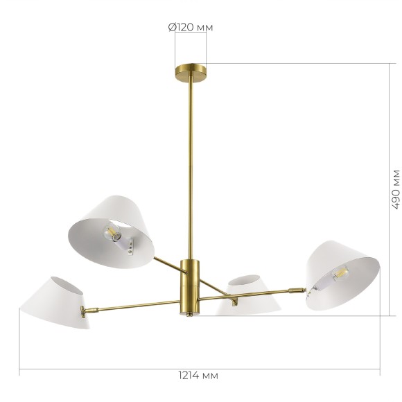 SLE1253-353-04 Светильник подвесной Латунь/Белый E14 4*60W NORBI SLE1253-353-04 Светильник подвесной Латунь/Белый E14 4*60W NORBI