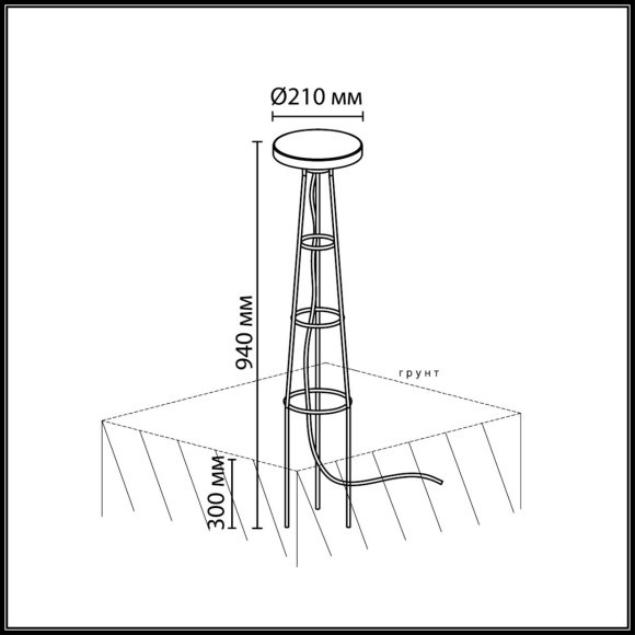 Уличный встраиваемый в грунт светильник IP65 LED 12W 3000K Odeon Light LIANA 7108/15GL