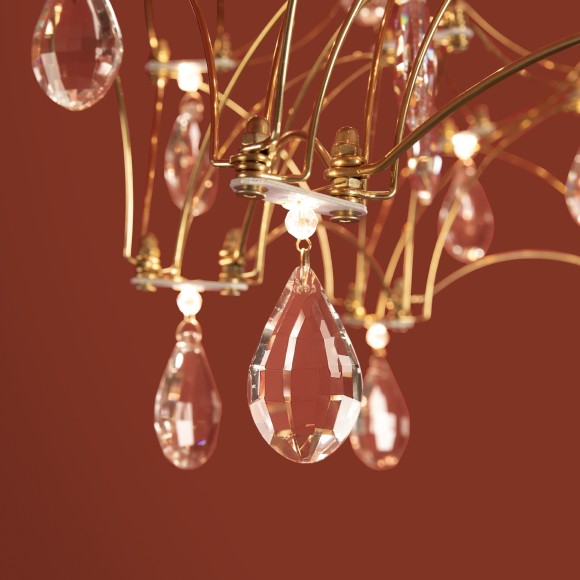 Подвесная светодиодная люстра с латунным основанием и хрусталем 36Вт 3000К 3000Лм 80CRI Freya FR5591PL-L36BS