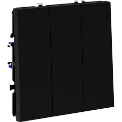 Выключатель встраиваемый VOLTUM S70 трехклавишный 10А, (черный матовый)