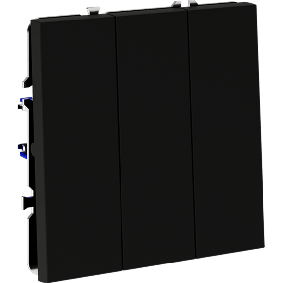 Выключатель встраиваемый VOLTUM S70 трехклавишный 10А, (черный матовый)