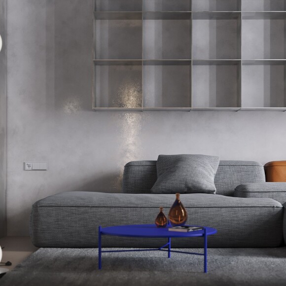 Накладка для розетки с заземлением и защитными шторками, с USB A+C, S70 (серый)