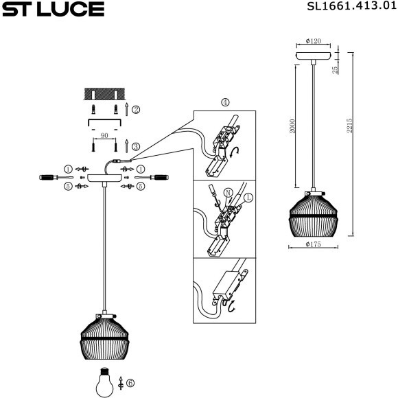 SL1661.413.01 Светильник подвесной ST-Luce Черный/Дымчатый E27 1*40W COCOON