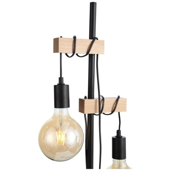 SL1142.405.01 Светильник напольный Черный, Светлое дерево E27 2*60W BAGETTI