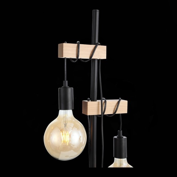 SL1142.405.01 Светильник напольный Черный, Светлое дерево E27 2*60W BAGETTI