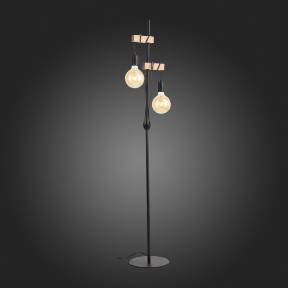 SL1142.405.01 Светильник напольный Черный, Светлое дерево E27 2*60W BAGETTI