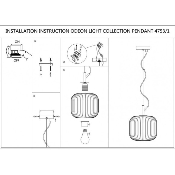 Подвесной светильник с 1 плафоном Odeon Light 4753/1 ROOFI под лампу 1xE27 60W