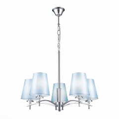 SLE105613-05 Светильник подвесной Хром/Светло-голубой E14 5*40W PERAMONE SLE105613-05 Светильник подвесной Хром/Светло-голубой E14 5*40W PERAMONE