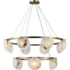 SL1520.303.14 Светильник подвесной ST-Luce Латунь/Алебастр G9 14*5W 4000K CLAM SL1520.303.14 Светильник подвесной ST-Luce Латунь/Алебастр G9 14*5W 4000K CLAM