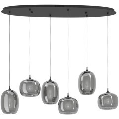 390415 Светод подвес с рег-кой цветовой темп-ры LARVA, 6X3,7W(LED) ,2700-6500K, 3060lm, сталь, черный, черный, прозрачный