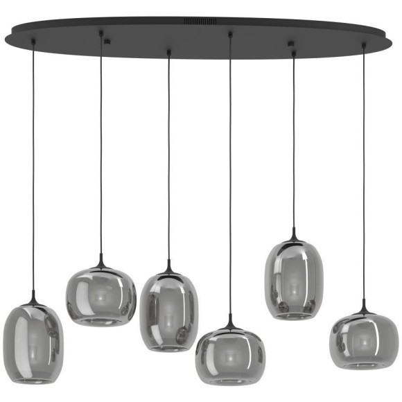390415 Светод подвес с рег-кой цветовой темп-ры LARVA, 6X3,7W(LED) ,2700-6500K, 3060lm, сталь, черный, черный, прозрачный