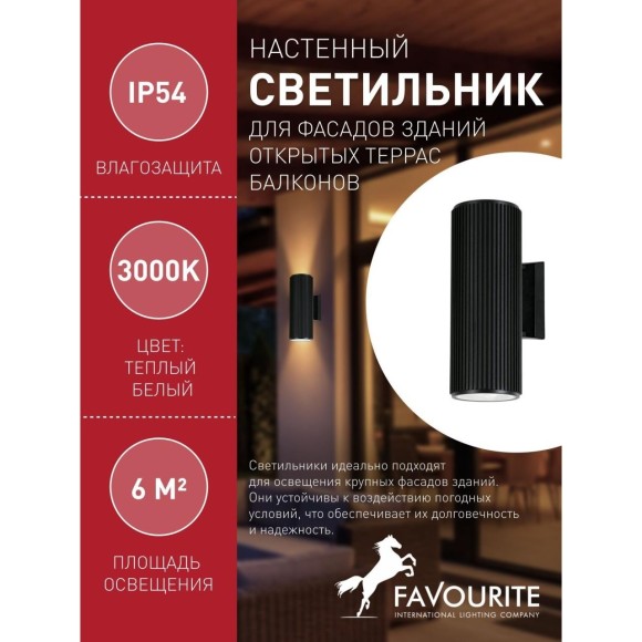 Уличный настенный светильник Favourite 2858-2W Pola IP54 под лампы 2xE27 60W