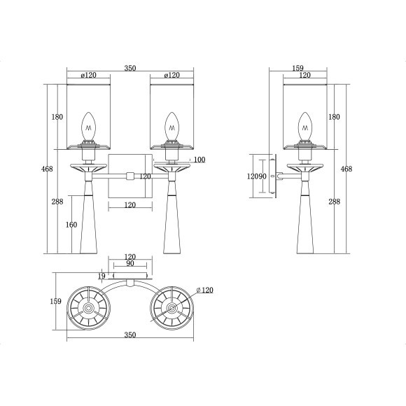 Бра Maytoni MOD224WL-02BS1 Bianco под лампы 2xE14 60W Бра Maytoni MOD224WL-02BS1 Bianco под лампы 2xE14 60W