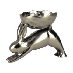 427301 AMBALAVA Статуэтка Заяц с чашей L200, B120, H150, алюминий, никель