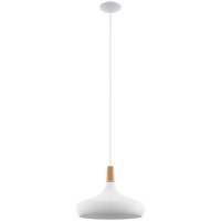 901179 Подвес SABINAR, 1х40W(E27), Ø400, сталь, белый/дерево, коричневый