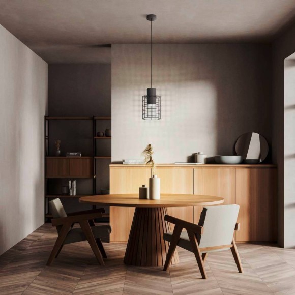 43625 Подвесной потолочный светильник (люстра) MILLIGAN, 1Х40W, E27, H1100, ?200, сталь, черный/белы