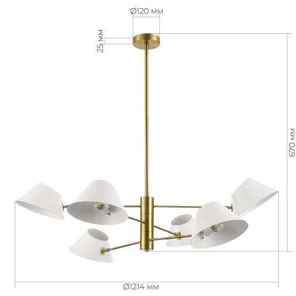 SLE1253-353-06 Светильник подвесной Латунь/Белый E14 6*60W NORBI