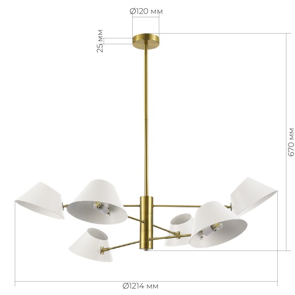 SLE1253-353-06 Светильник подвесной Латунь/Белый E14 6*60W NORBI