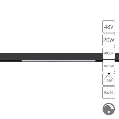 A4683PL-1BK Трековый магнитный диммируемый по 0/1-10V светодиодный светильник Arte Lamp Linea 2.0 CRI90+ 4000К 1020Лм 120° 20Вт