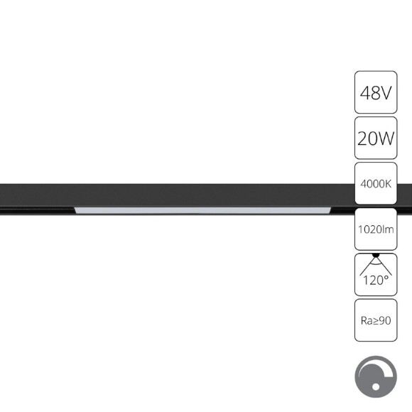 A4683PL-1BK Трековый магнитный диммируемый по 0/1-10V светодиодный светильник Arte Lamp Linea 2.0 CRI90+ 4000К 1020Лм 120° 20Вт