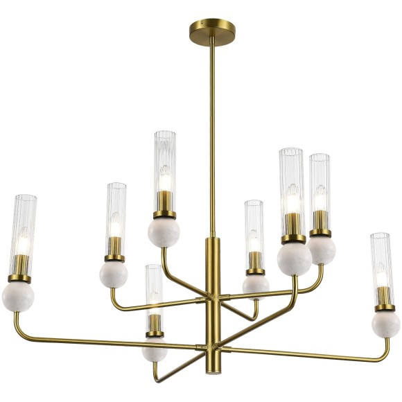 SL1244.303.08 Светильник подвесной ST-Luce латунь/прозрачный E14 8*40W MEDEA SL1244.303.08 Светильник подвесной ST-Luce латунь/прозрачный E14 8*40W MEDEA