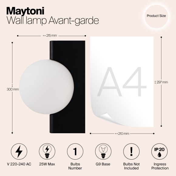 Бра Maytoni MOD324WL-01B Avant-garde под лампу 1xG9 25W Бра Maytoni MOD324WL-01B Avant-garde под лампу 1xG9 25W