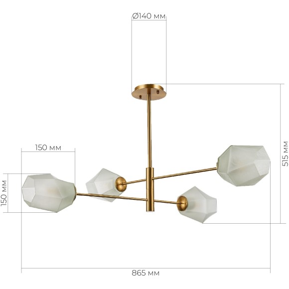 SLE205202-04 Светильник потолочный Латунь/Белый E27 4*60W TERRAMO