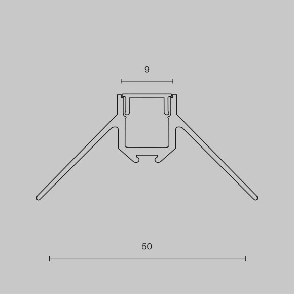 Алюминиевый профиль скрытого монтажа 50x22 ALM-5022-S-2M