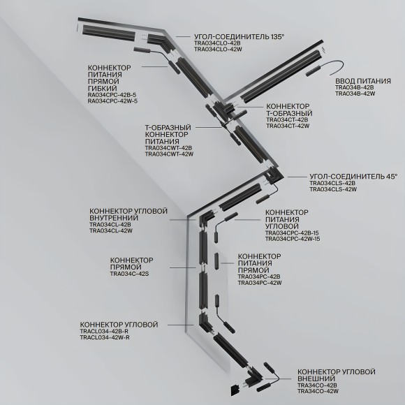 Магнитный накладной 1м шинопровод Maytoni Exility TRX034-411B Магнитный накладной 1м шинопровод Maytoni Exility TRX034-411B