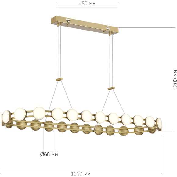 SL6610.203.26 Люстра светодиодная, золотого цвета, дневного света, 50W 4000K 5000Лм MONRO