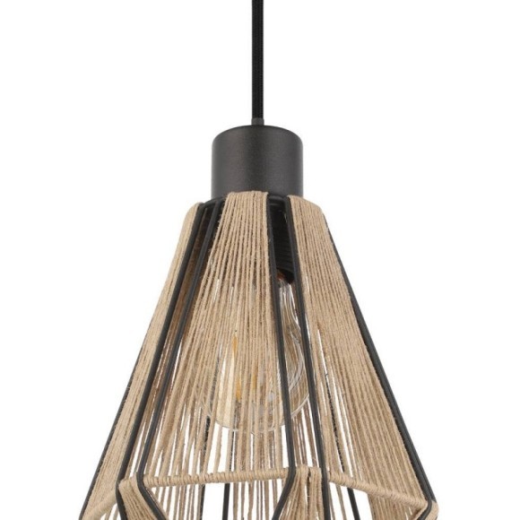 43777 Потолочный светильник ADWICKLE, 3Х40W, E27, L870, B145, H1100, сталь, черный/текстиль, натуральный