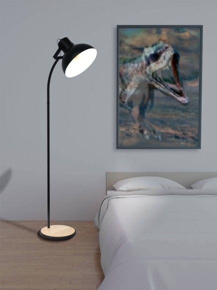 43166 Торшер LUBENHAM 1 с ножн. выкл., 1х28W (E27), L475, B300, H1600, основа ?300, сталь, дерево, ч