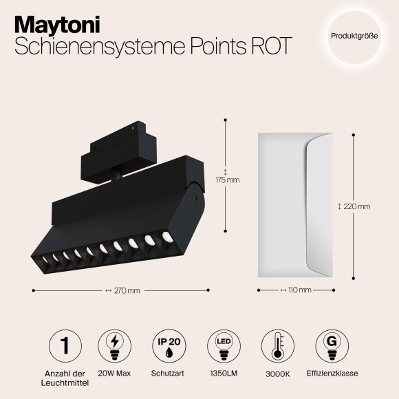 TR015-2-20W3K-B Трековый магнитный светодиодный светильник Maytoni Gravity CRI90+ 3000К 1350Лм 24° 20Вт