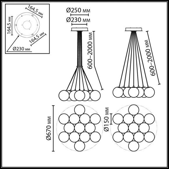 7109/13 Подвесная люстра с 13 лампами E14 (макс 5Вт), стяжное кольцо в комплекте Odeon Light MAGIA