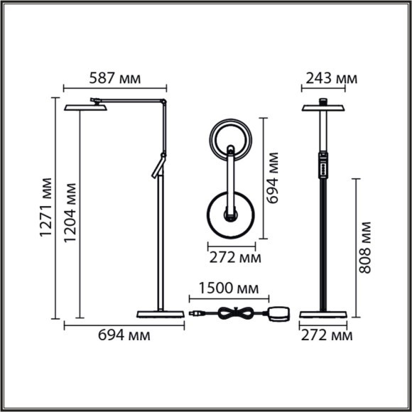 Торшер LED 850Лм CRI80 15W 3000/4000/6000K диммируемый 220-240V GENRI 8332/15FL Торшер LED 850Лм CRI80 15W 3000/4000/6000K диммируемый 220-240V GENRI 8332/15FL