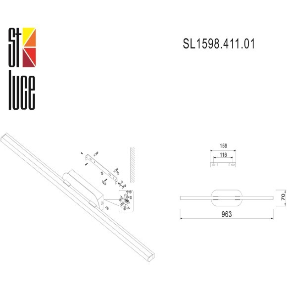 SL1598.411.01 Светильник настенный ST-Luce Черный/Белый LED 1*18W 4000K Настенные светильники