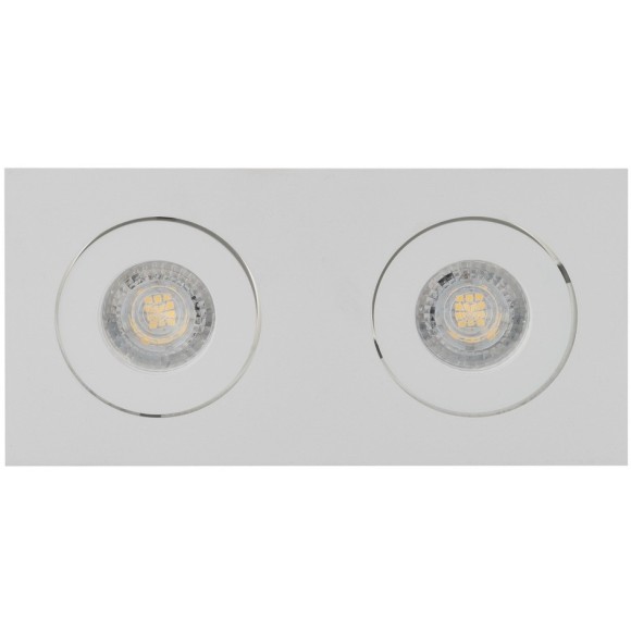 Белый встраиваемый светильник под 2 лампы GU10 Denkirs DK2020-WH