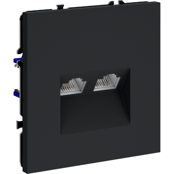 Розетка компьютерная встраиваемая VOLTUM S70 двойная RJ45+RJ45 кат.6, (графит)