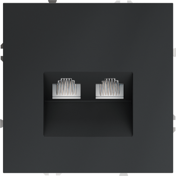 Розетка компьютерная встраиваемая VOLTUM S70 двойная RJ45+RJ45 кат.6, (графит)