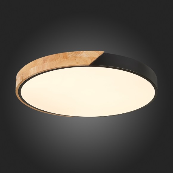 SLE200942-01 ST Luce FESTA Светильник потолочный, LED, 3000K/4000K/6000K 1х45W, черный, светлое дерево/белый SLE200942-01 ST Luce FESTA Светильник потолочный, LED, 3000K/4000K/6000K 1х45W, черный, светлое дерево/белый