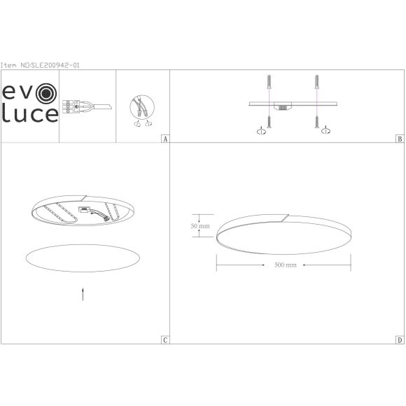 SLE200942-01 Светильник потолочный Черный, Светлое дерево/Белый LED 1*45W 3000K/4000K/6000K FESTA