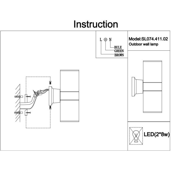 SL074.411.02 Светильник уличный настенный ST-Luce Черный/Черный LED 2*8W 4000K TUBO2