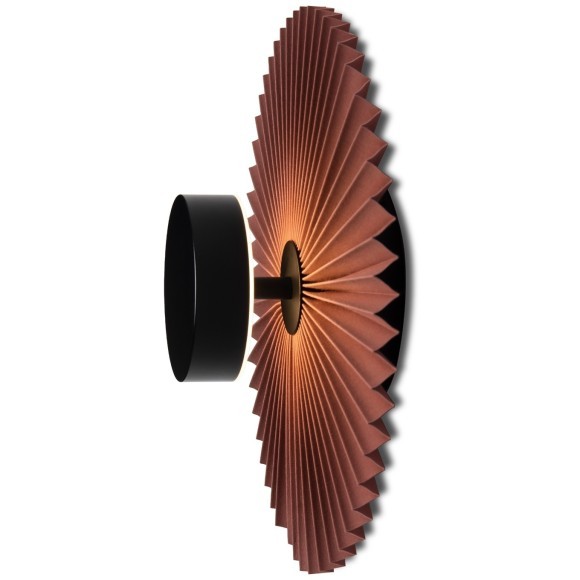 Freya Rotonda FR5634WL-L6R Минималистичное настенное LED-бра в стиле восточный лофт, 6 Вт, 3000К, CRI 80, 50 Лм, 360°, черный металл и красно-коричневый тканевый абажур диаметром 30 см