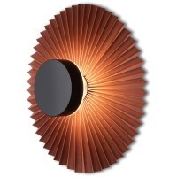 Freya Rotonda FR5634WL-L6R Минималистичное настенное LED-бра в стиле восточный лофт, 6 Вт, 3000К, CRI 80, 50 Лм, 360°, черный металл и красно-коричневый тканевый абажур диаметром 30 см