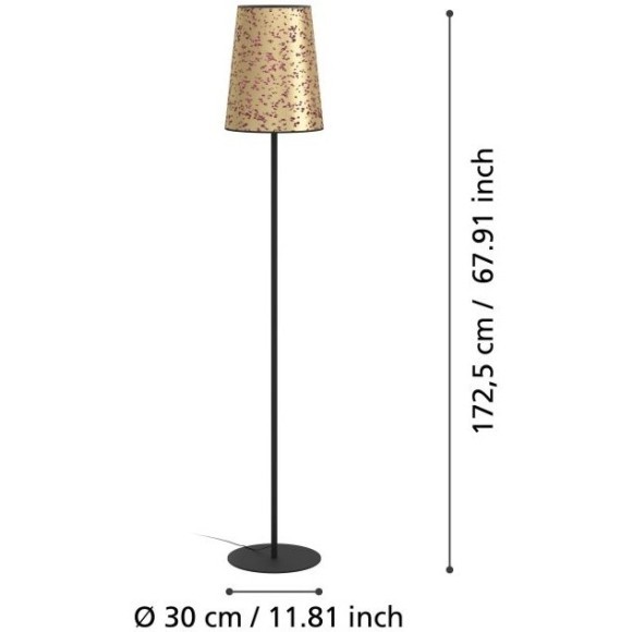 Eglo Castuera 390295 Торшер в стиле бохо-эко с ножным выключателем, лампа 1xE27 до 25 Вт, 220В, основание черная сталь и бумажный плафон золотой/розовый, диаметр 300 мм, высота 1725 мм Eglo Castuera 390295 Торшер в стиле бохо-эко с ножным выключателем, лампа 1xE27 до 25 Вт, 220В, основание черная сталь и бумажный плафон золотой/розовый, диаметр 300 мм, высота 1725 мм